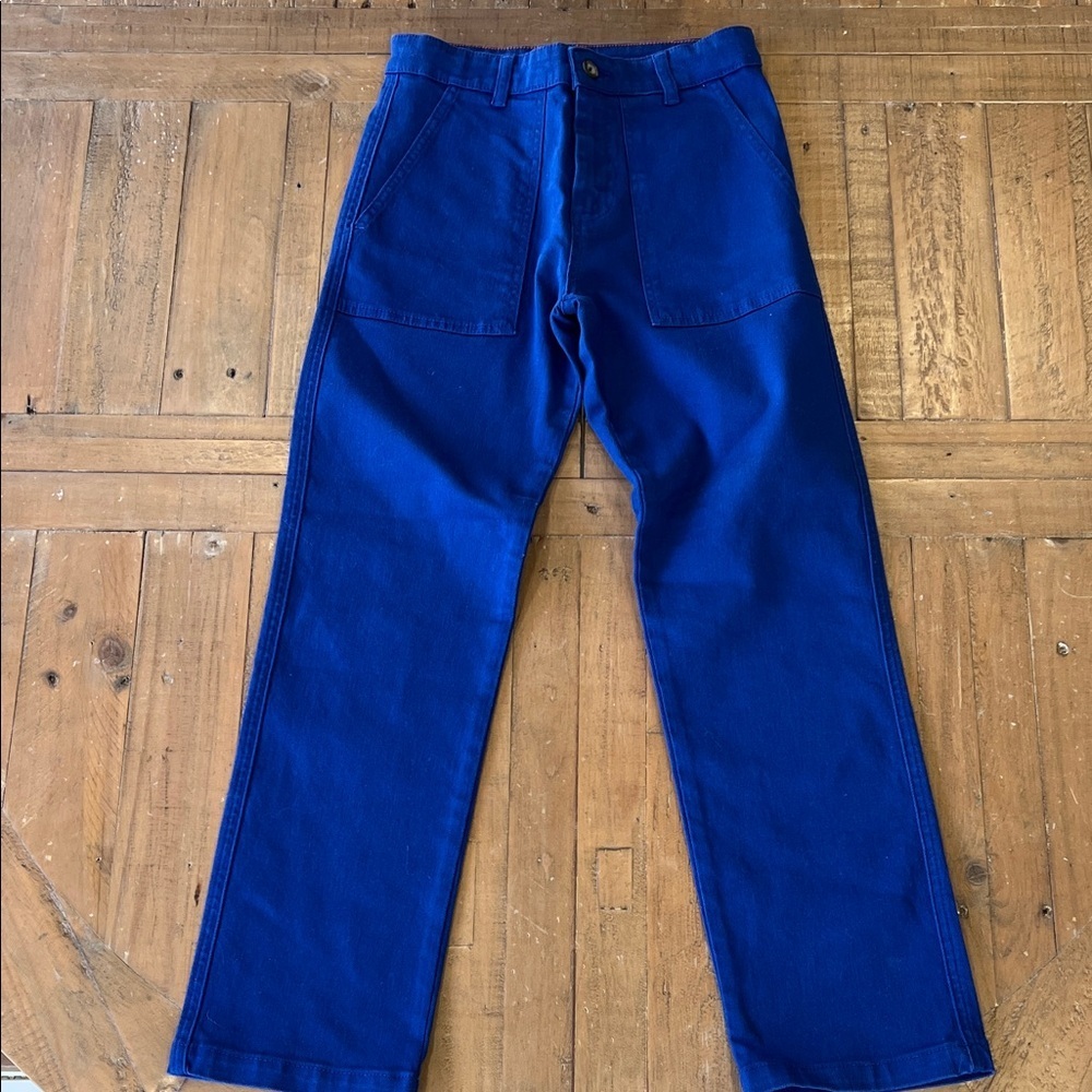 Mini Boden Royal Blue flat front straight leg pants girls 11 nwot jeans denim